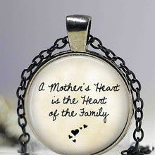 Mothers Day Necklace   A mother's heart is the heart of the family   Gift f