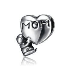 Aceworks 925 Sterling Silver Mom Heart Charm Beads Fit Bracelet DIY for Jew