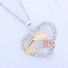 Fashion Heart Necklaces Jewelry Crystal Hand in Hand Love Mom Mother And Ch