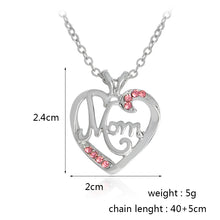 QIHE JEWELRY Mom Heart Pendant Necklace with Pink Blue White Rhinestone Gif