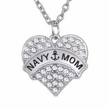 Lemegeton Antique Silver Color White Crystal Heart Pendant  Necklaces Navy