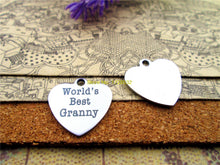 20pcs  stainless steel charms "world's best mom/aunt/dad/grandma/granny/mim