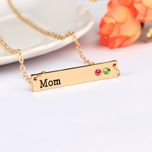 Birthstone Horizontal Bar Necklace Valentines Day Gifts For Wife Handstampe