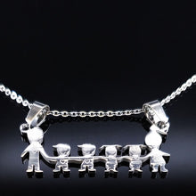 MAMA Stainless Steel Necklace Boys Girls Pendant Necklaces Mom Kids Silver