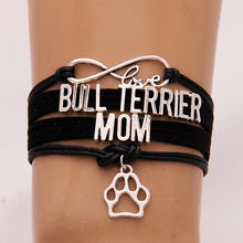 (10PCS/LOT) Infinity Love Bull Terrier Mom Bracelets  Dog Paw Charm Puppy W