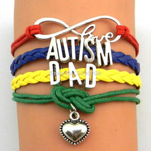 Unisex Letter Autism Silver Pendant Love Heart Woven Charm Bracelet Bradied