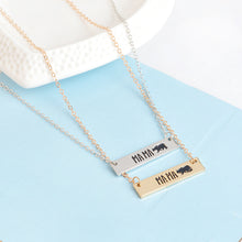 MA MA Bear Bar Tag Pendant Necklaces Gold Silver Charm collar Mommy and Me