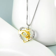 GNX11957 100% Real Pure 925 Sterling Silver Crystal Love Heart Necklace Mom