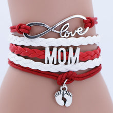 Fashion Antique Silver Family Wristband Charm Bracelets For Women Mom Love