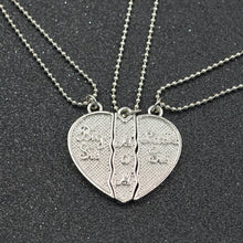 3 pcs Carving Big Sis MOM Little Sis Love Broken Heart Pendant Necklaces Sp