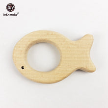 Let's Make Baby Teether Wooden Teether Natural Wood Camera/Fish/Elephant Sh