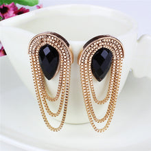Egypt Hyperbole Vintage Fashion Earrings Retro Fan shaped With Black Crysta