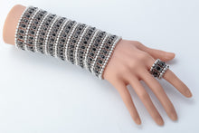 Multilayer stretch cuff bracelet ring sets wedding bridal crystal jewelry w