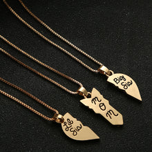 3pcs/set Lettering "Little Sis MOM Big Sis" Love Heart Pendant Necklace Sim
