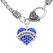 my shape GRANDMA Pendant Clear Blue Pink Heart Necklace Grandmother Grand M