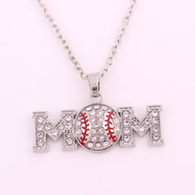 Sporty Rhinestone Baseball Mom Necklace Gift for Her / Gift Under Ten Clear