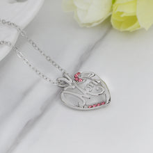 Silver Color Love Mom in Heart Pendant Necklace For Women Mama Pink Blue Wh