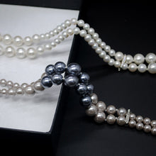 High Quality Luxury Two Rope Tassel White or Gray Black Pearl Long Necklace