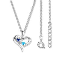 Personalized 925 Sterling Silver 2 Birthstone Necklace Pendants Engraved He