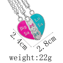 Mother Daughter Necklace Heart Shaped 3 Pcs Mom Big Sis Little Sis Pendant
