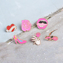 Miss Zoe 6pcs/set Car Rose MOM Heart Lips High heeled shoes Brooches Button