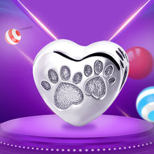 Footprints dog love mom Heart Shape Beads Fit Authentic Pandora Bracelets c