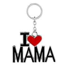 Family Jewelry Gift Enamel Heart I Love MAMA/MOM/DAD/PAPA Carton Key Chains