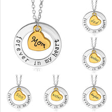 Dropshipping Hot Sale Dad Mom Sister Forever in my heart Letters Pendant Go