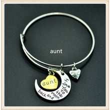 I Love You to The Moon And Back Bangles For Mom Engraved Letters Women Meta