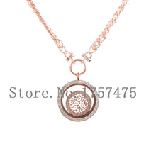TDIYJ Fashion Rose Gold Stainless Steel 38mm Double Crystal Glass Memory Lo