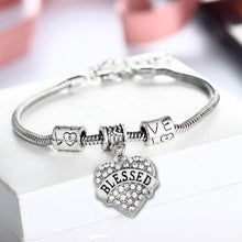 New Product LOVE Family Bracelet of Mom Sister Rhinestone Heart Charm Brace