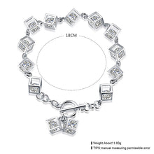 GAGAFEEL Square Bracelet 925 Sterling Silver Women Jewelry Zircon Crystal B