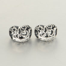 Love Gift Sterling Silver Jewelry Mom Heart Shape Beads Women DIY Fine Jewe