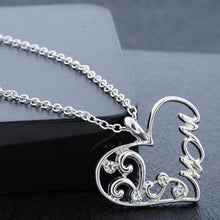 Fashion Silver Color Mother And Child Love "Mom" Crystal Pendant Necklaces