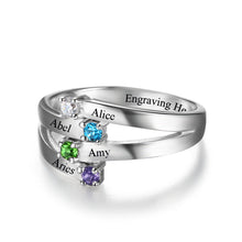 Friendship & Family Ring Engrave 4 Names DIY Custom Birthstone 925 Sterling