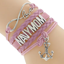 Custom Infinity Love Navy Mom Bracelet Navy Wife Anchor Black Wax line Cash