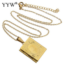 YYW Fashion Memory Photo Locket Charm Pendant Necklace Gold color Stainless