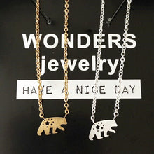 Mom Jewelry Hollows North Star Bear Pendant Women Necklace Gold Color Stain