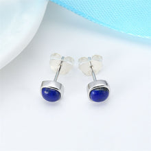 2017 New Style 925 Silver Earrings for Women lapis lazuli Stone Stud Earrin