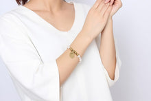 Women Real Pearl Bead Bracelets with Stainless Steel Pendant Gold Mother's