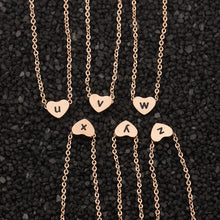 Minimal Heart Pendants Initial Name Charm Necklaces Women Personalized Lett