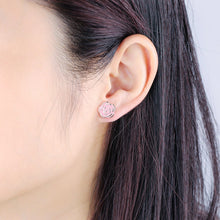 GAGAFEEL 925 Sterling Silver Stud Pending Pink Flower Pending Earrings For
