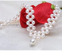 Freshwater bridal natural multilayer Choker double pearl necklace women,whi