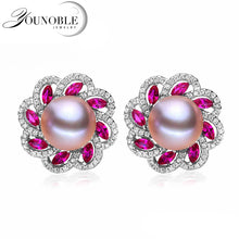 Freshwater pearl earrings 925 silver women,fashion natural Pearl Earrings w