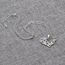 Silver heart shaped "mom" hollow crystal pendant necklace, mother the best