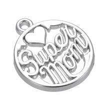 my shape 10pcs Word Love Super Mom Charm Antique Silver Plated Women's Hear