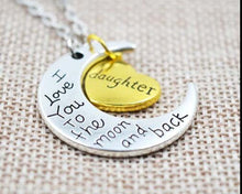 Mother's Day Gift Moon and Heart Lettering Necklace for Grandma MOM Daughte