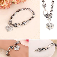Fashion Shiny Rhinestone Love Heart Carve Letters Mom Bracelet Bangle Jewel