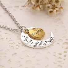 New Fashion Moon Heart I Love You Dad Mom Son Daughter Pendant Necklace for