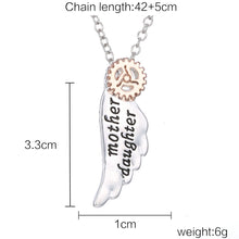 Mother's Day Gift for Mom Charms Wing Necklace Engraved ''Mother Daughter''